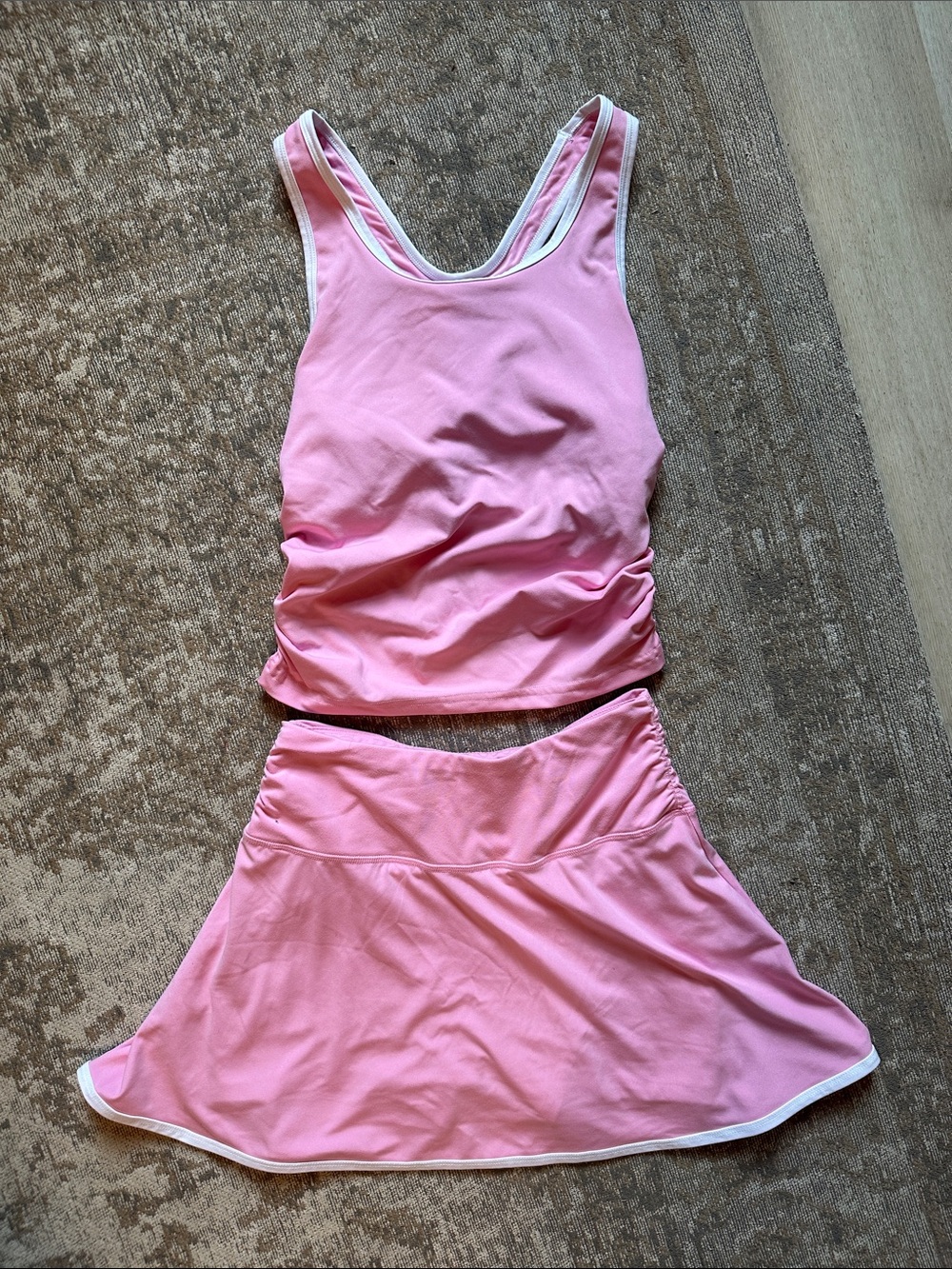 Yogalicious Pink Tank Top and Flared Skirt / Skort Set